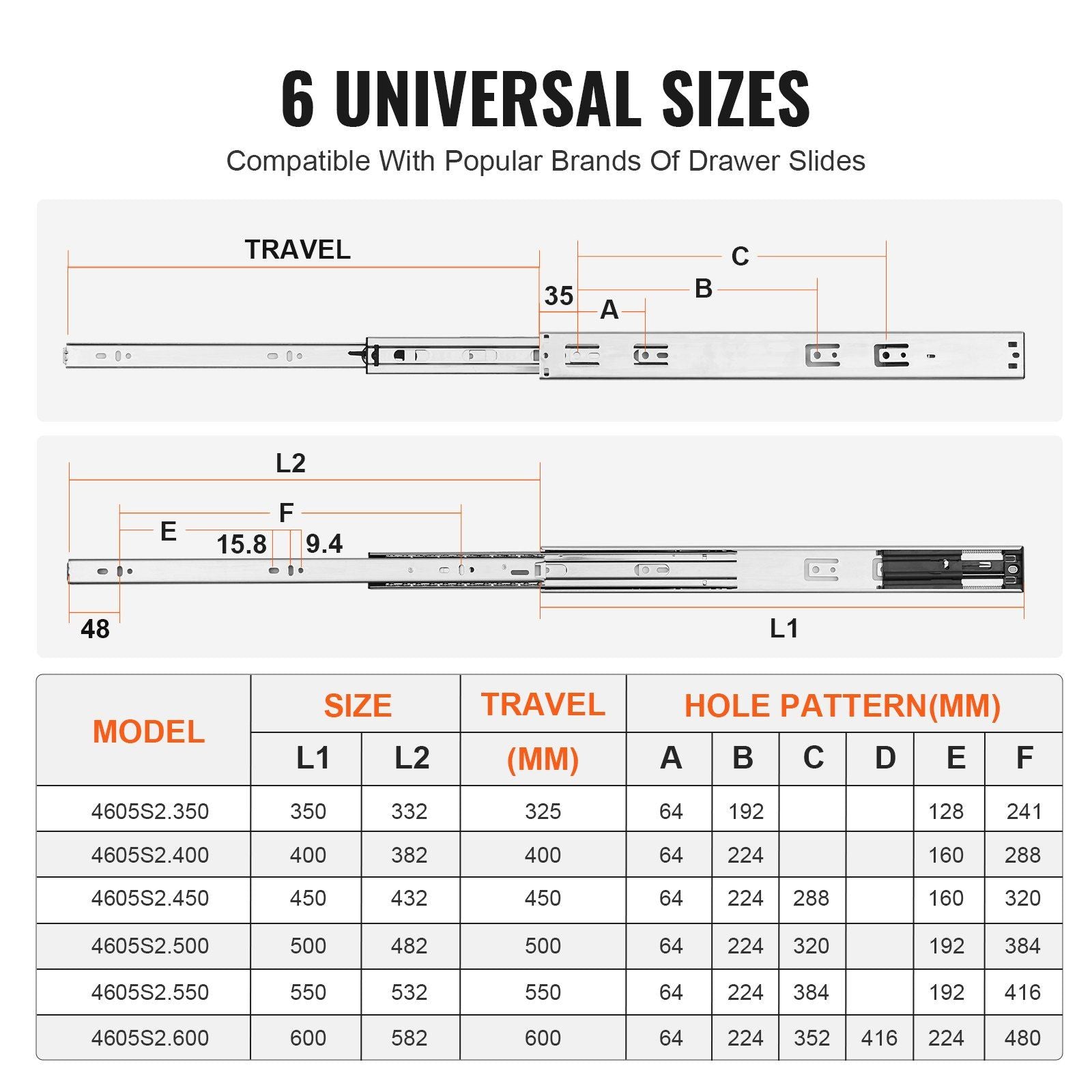 VEVOR Premium Soft Close Drawer Slide Set