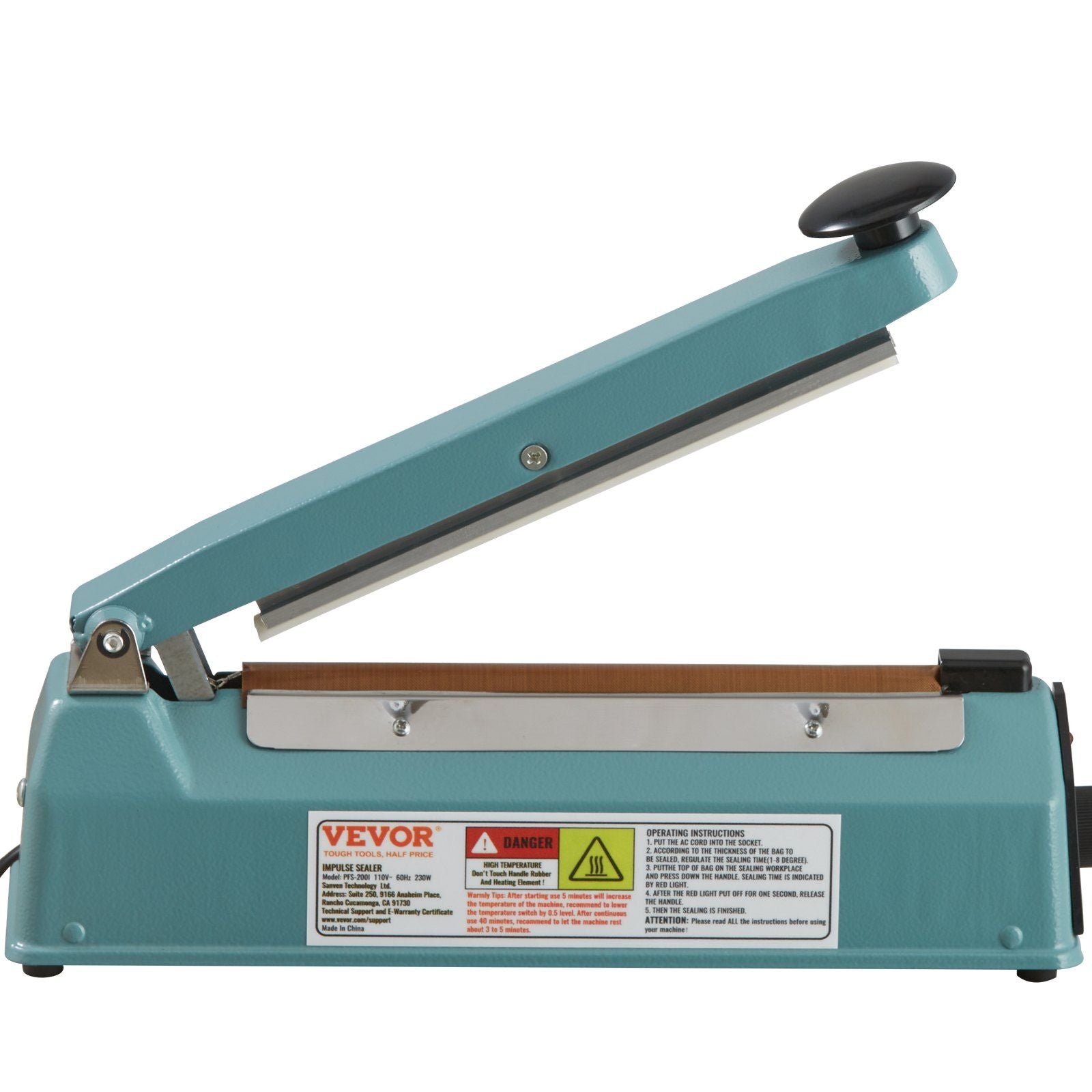 VEVOR 8-Inch Manual Impulse Sealer with Adjustable Heat Settings for Plastic and Mylar Bags