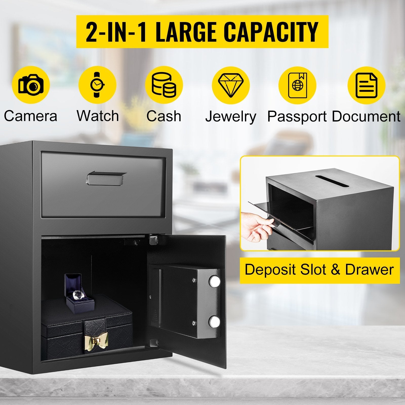 Secure Digital Depository Safe with Deposit Slot