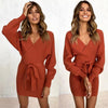 V Neck Long Sleeve Dress