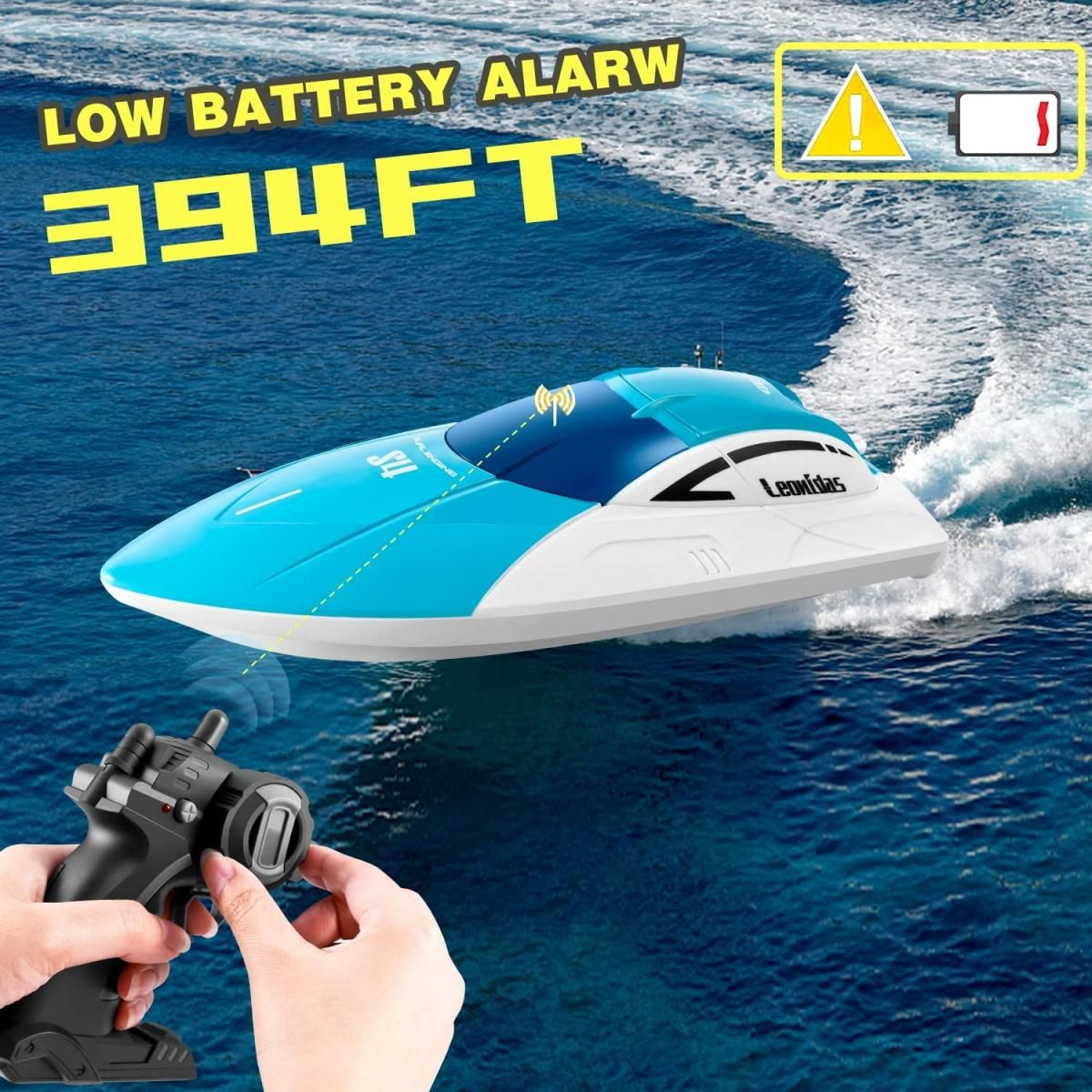 4DRC S4 High-Speed Remote Control Racing Boat with Dual Rechargeable Batteries - Perfect for Kids and Adults