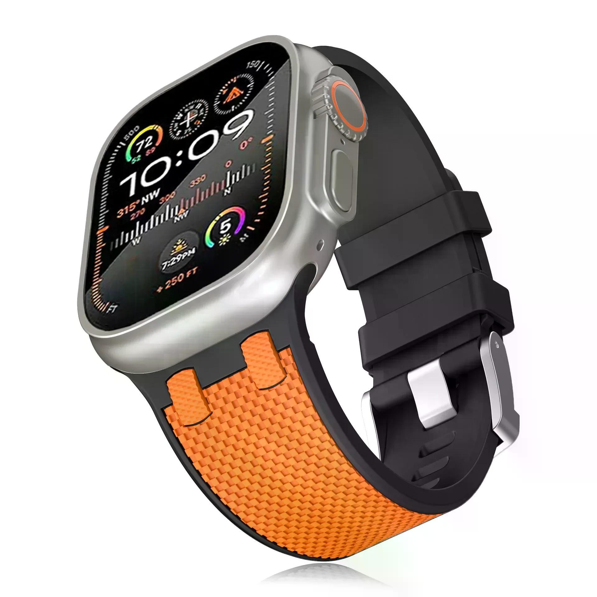 Soft Silicone Carbon Fiber Band For Apple Watch