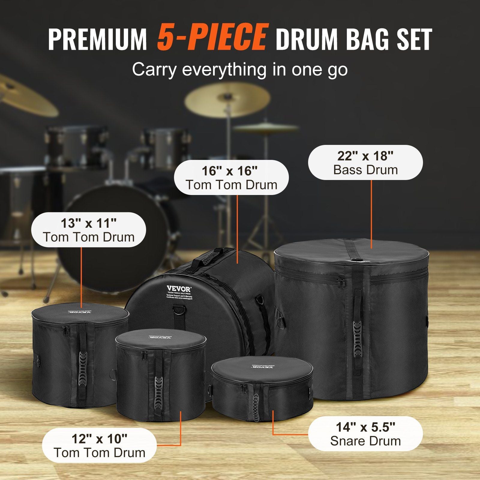 Durable 5-Piece Drum Protection Set