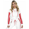 Chic Women's 2-Piece Tracksuit: Casual Hooded Crop Sweatshirt & Red White Sweat Pants Set