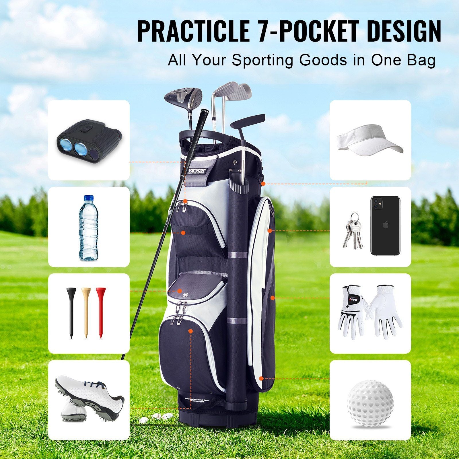 Golf Cart Bag - Black & White