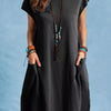 Elegant Short Sleeve Round Neck Maxi Dress