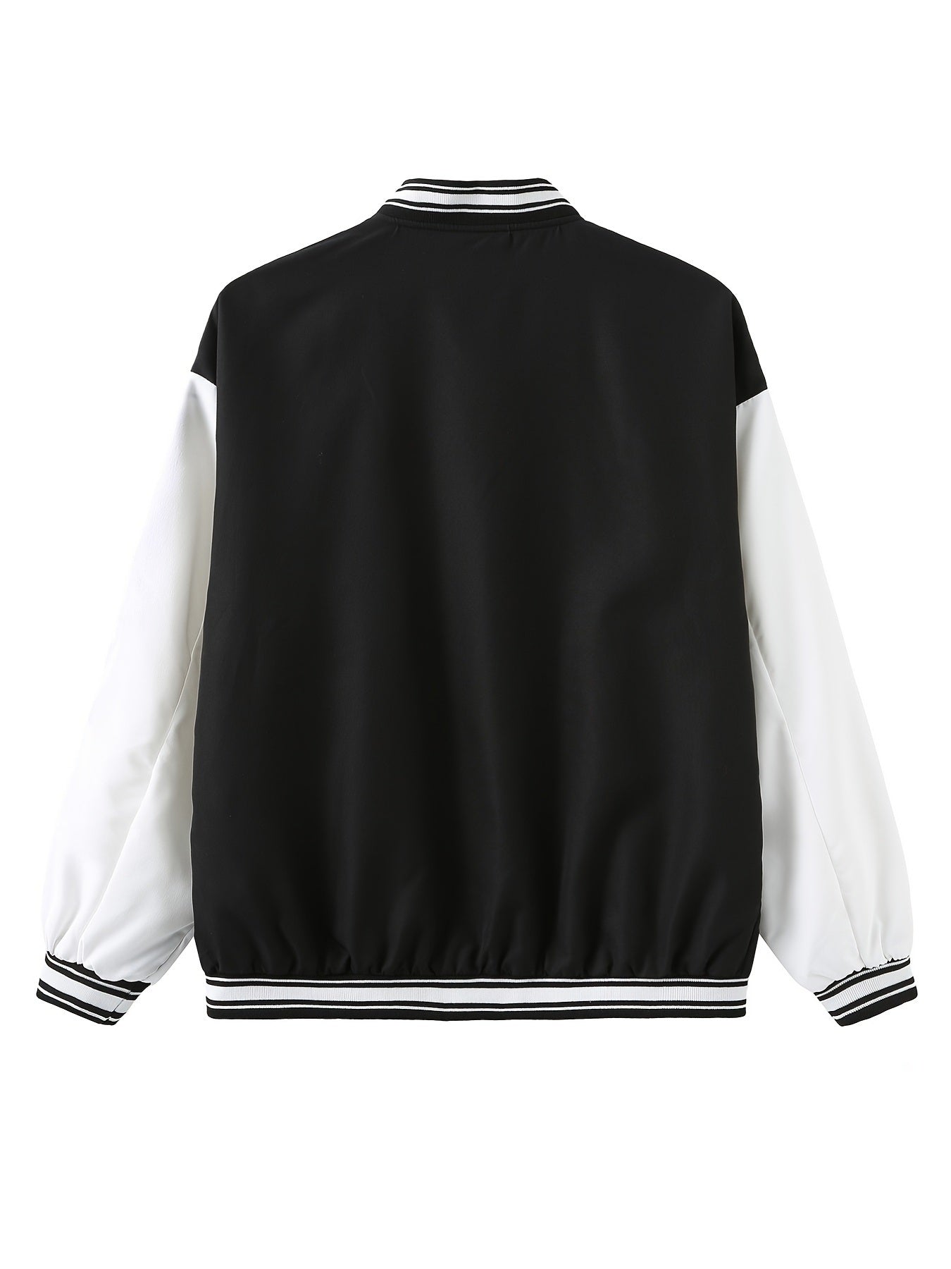 Varsity Jacket with Letter P Embroidery and Colorblock Design