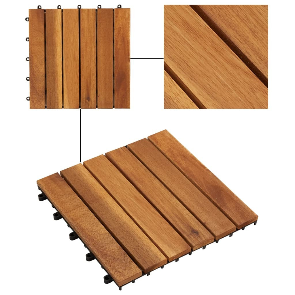 Acacia Hardwood Decking Tiles Set of 10