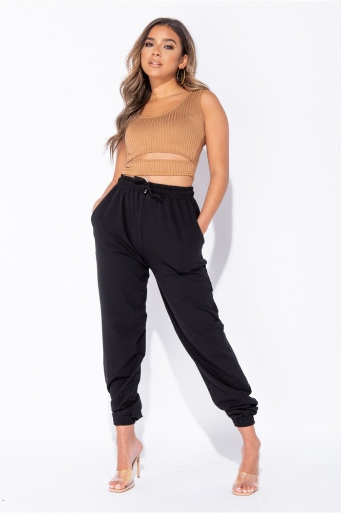 BLACK TIE WAIST OVERSIZED JOGGERS