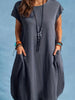 Elegant Short Sleeve Round Neck Maxi Dress