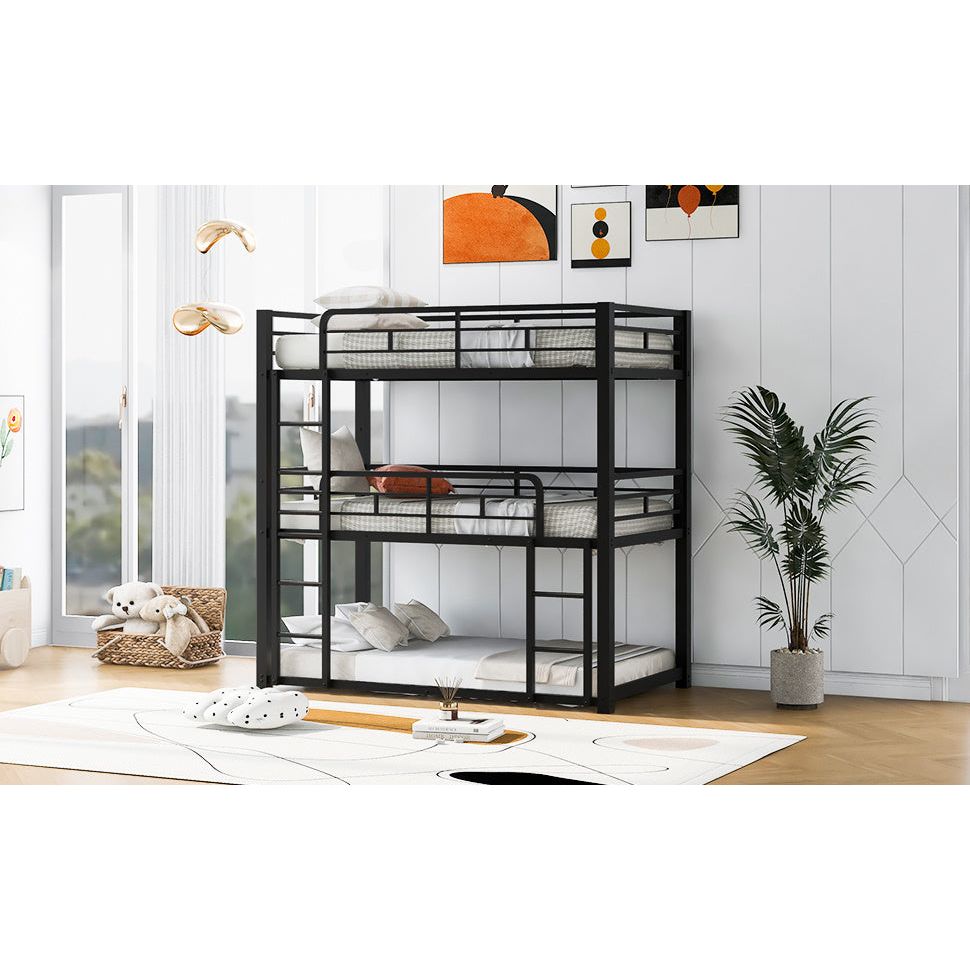 Space-Saving Metal Triple Twin Bunk Bed