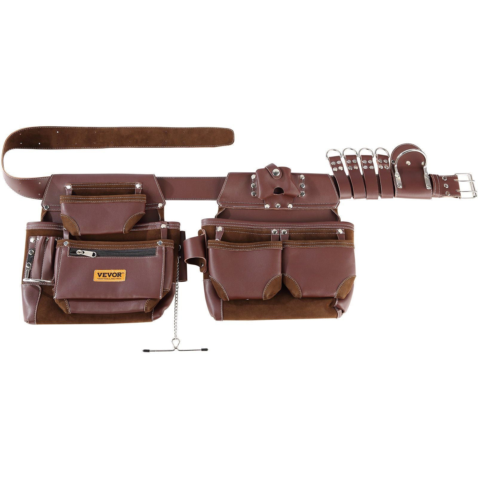 VEVOR Premium PU Tool Belt with 22 Pockets, Adjustable 29-54 Inches, Heavy Duty Pouch Bag for Efficient Organization