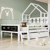 Whimsical Loft Bed with Chalkboard Ends and Storage for Kids - Sturdy Wooden Design