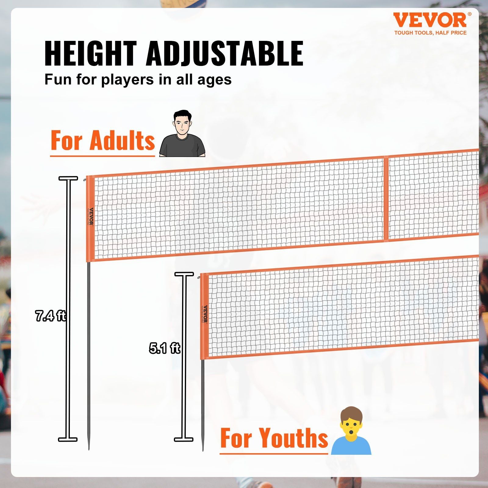 Adjustable Volleyball Net Set