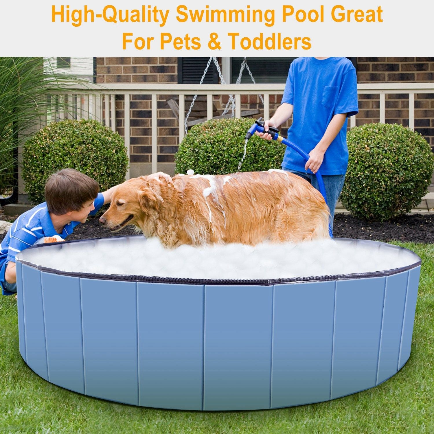 Portable Foldable PVC Pet Pool - Summer Fun Bathing Tub for Dogs and Kids