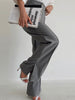 Elegant Autumn Flare Trousers for Women - Trendy Office Chic with Button Accent