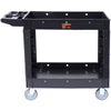 VEVOR Heavy-Duty 2-Tier Rolling Utility Cart with Lockable Swivel Wheels