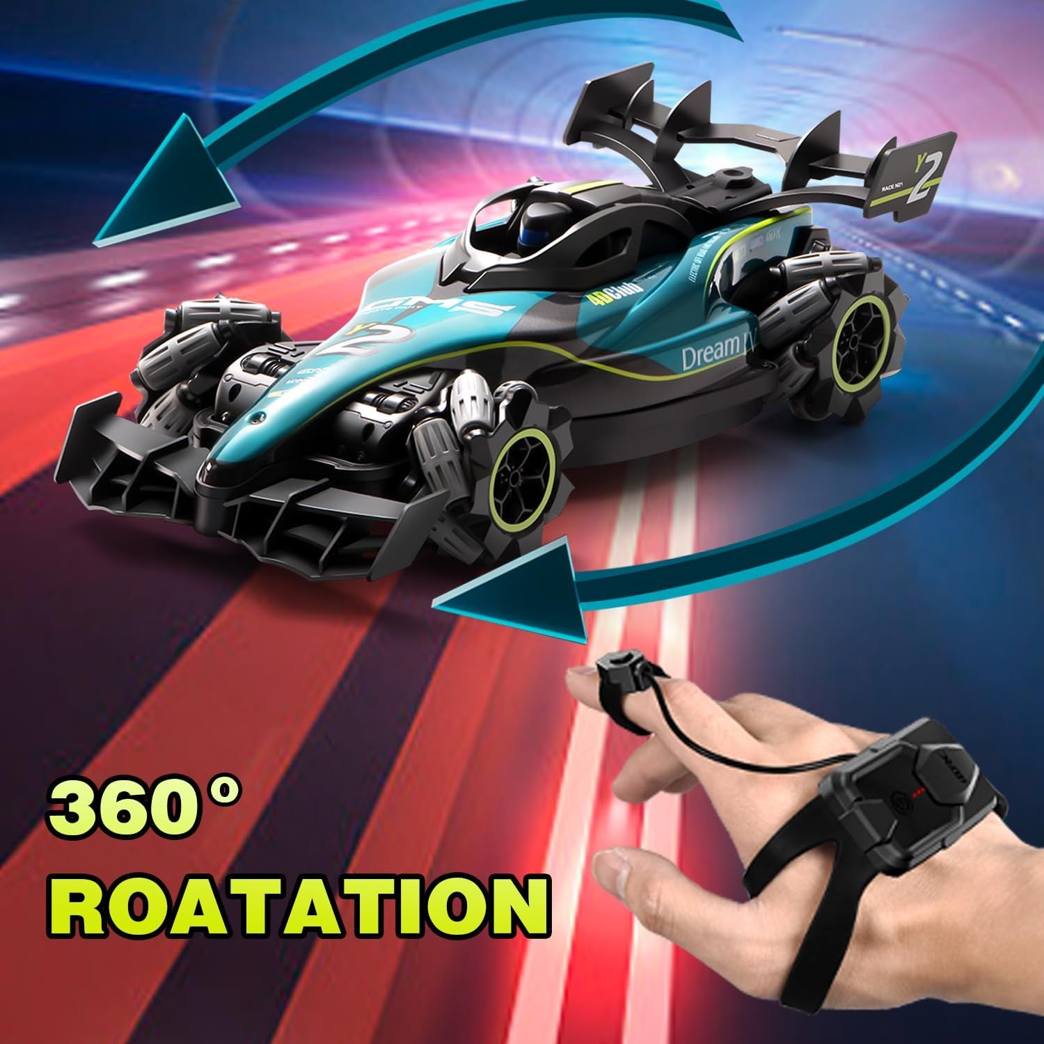 Gesture-Controlled 4WD Racing RC Car with 360° Drift & Light Effects - 2 Batteries Included for Kids