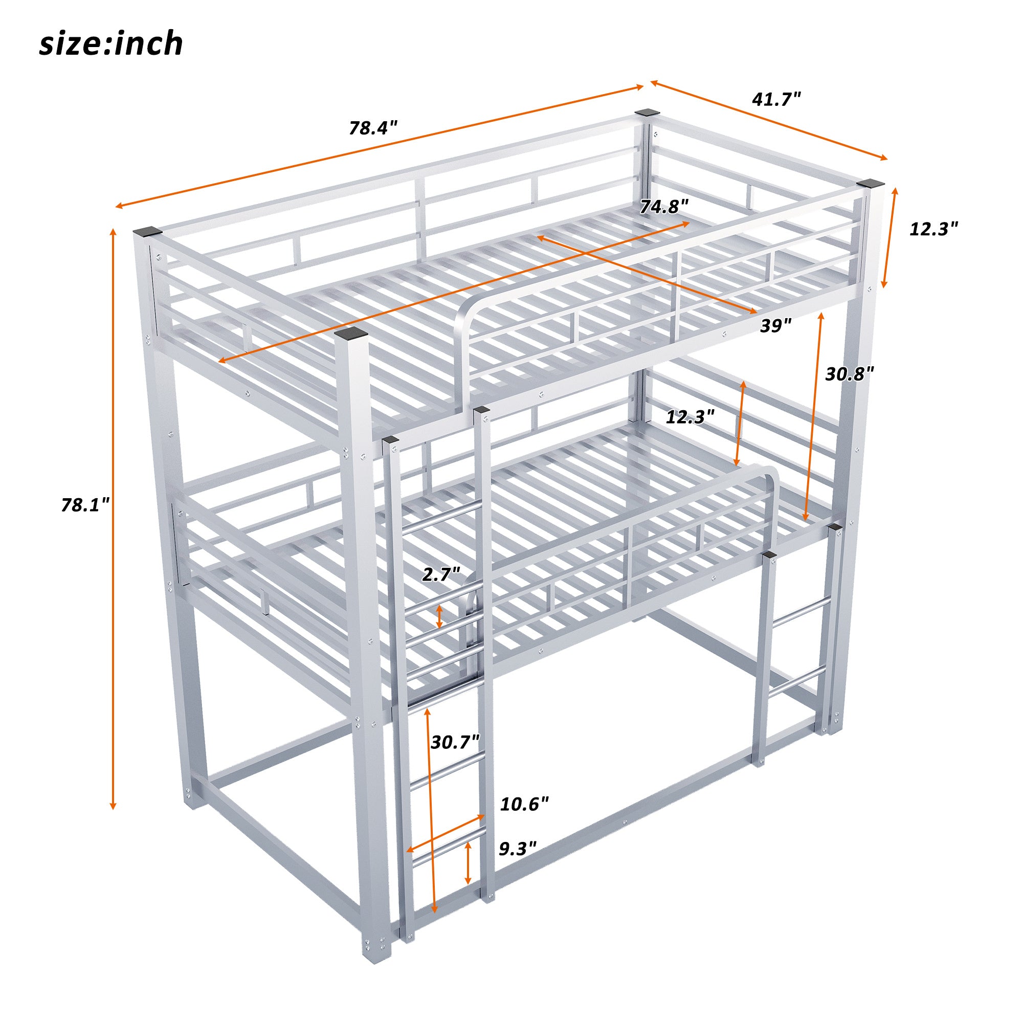 Space-Saving Metal Triple Twin Bunk Bed