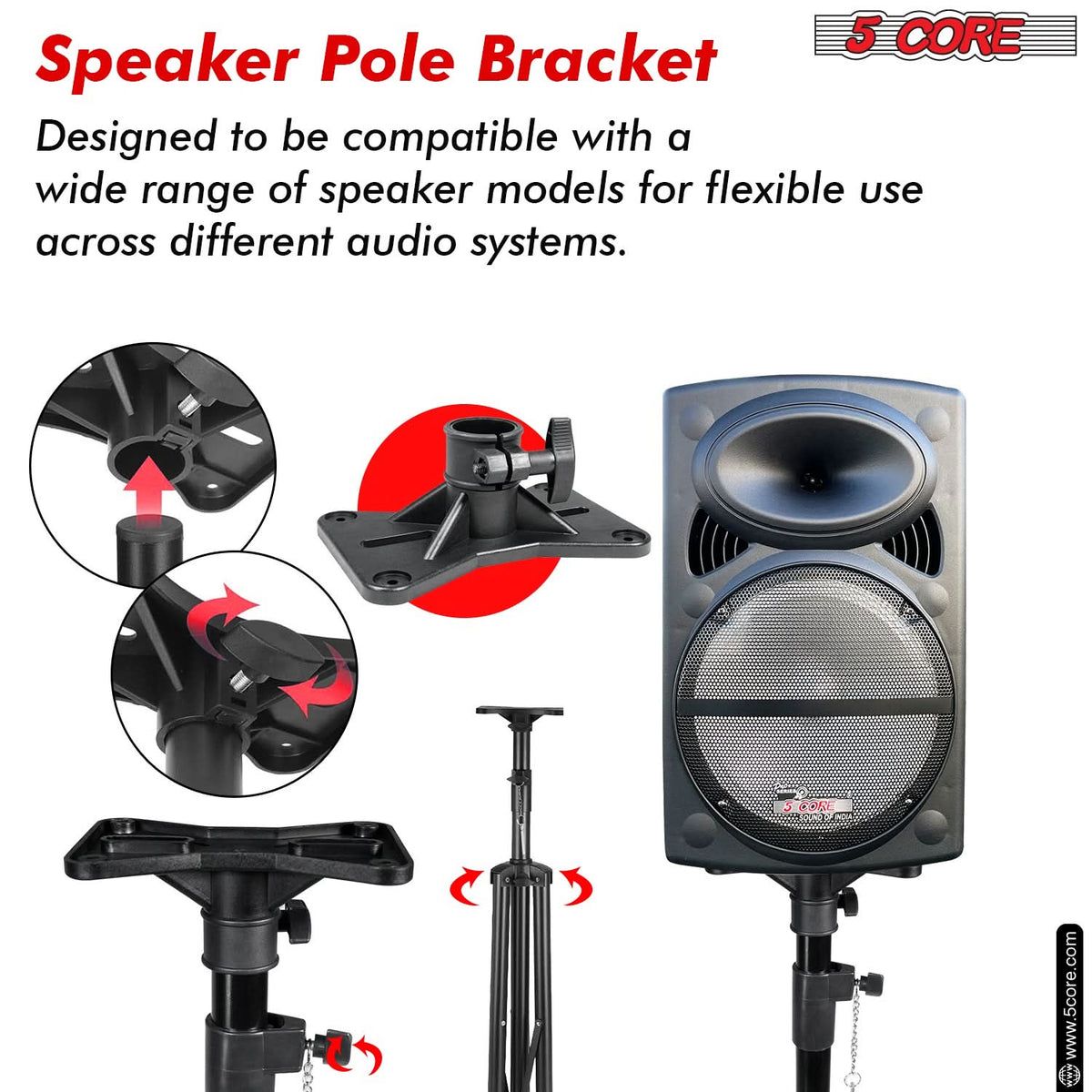 Heavy-Duty Adjustable Speaker Tripod Stands - 48-Inch DJ Monitor Support Pair