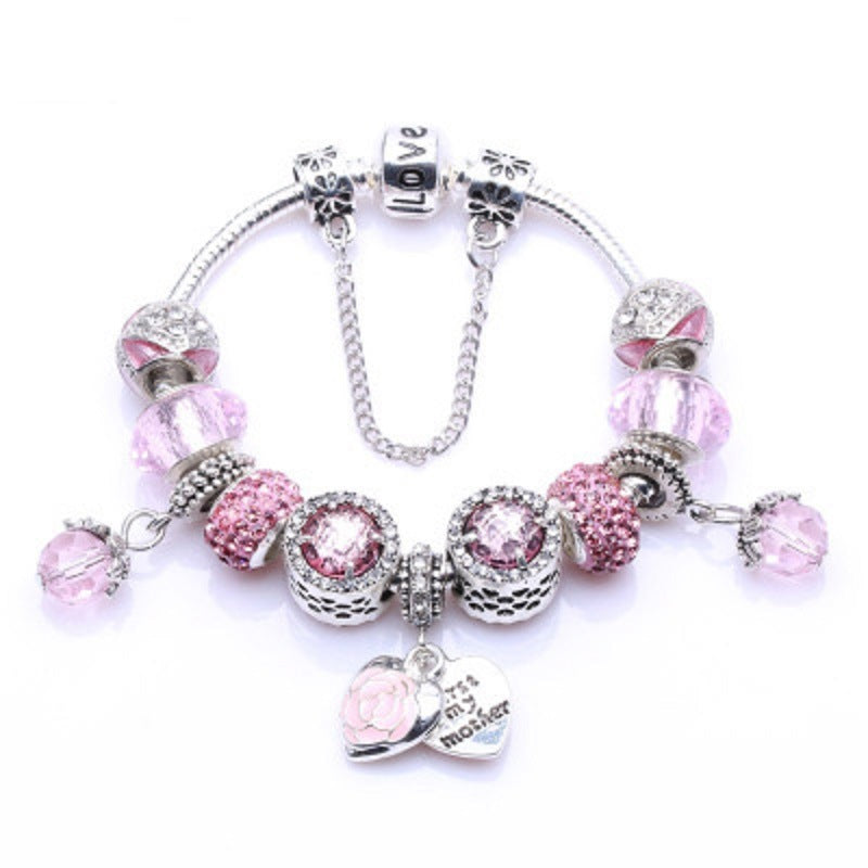 Silver Rhinestone Charm Bracelet