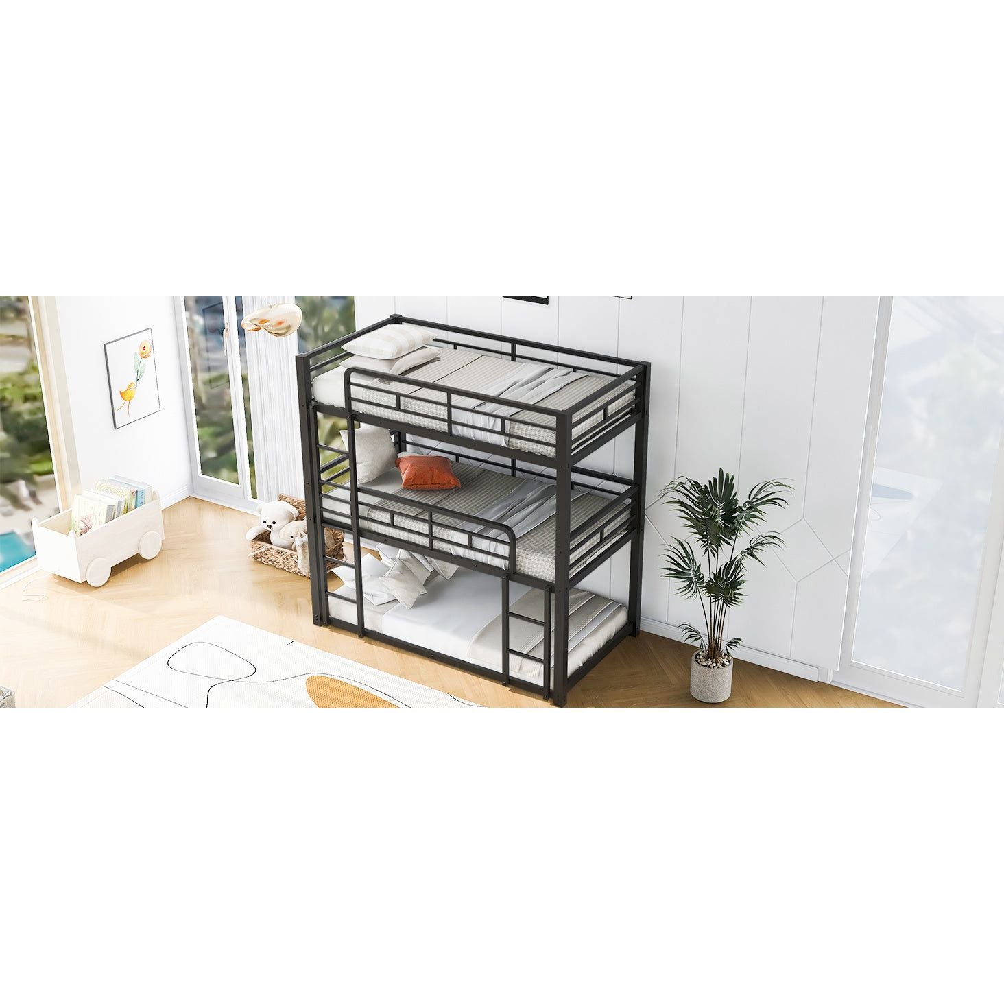 Space-Saving Metal Triple Twin Bunk Bed