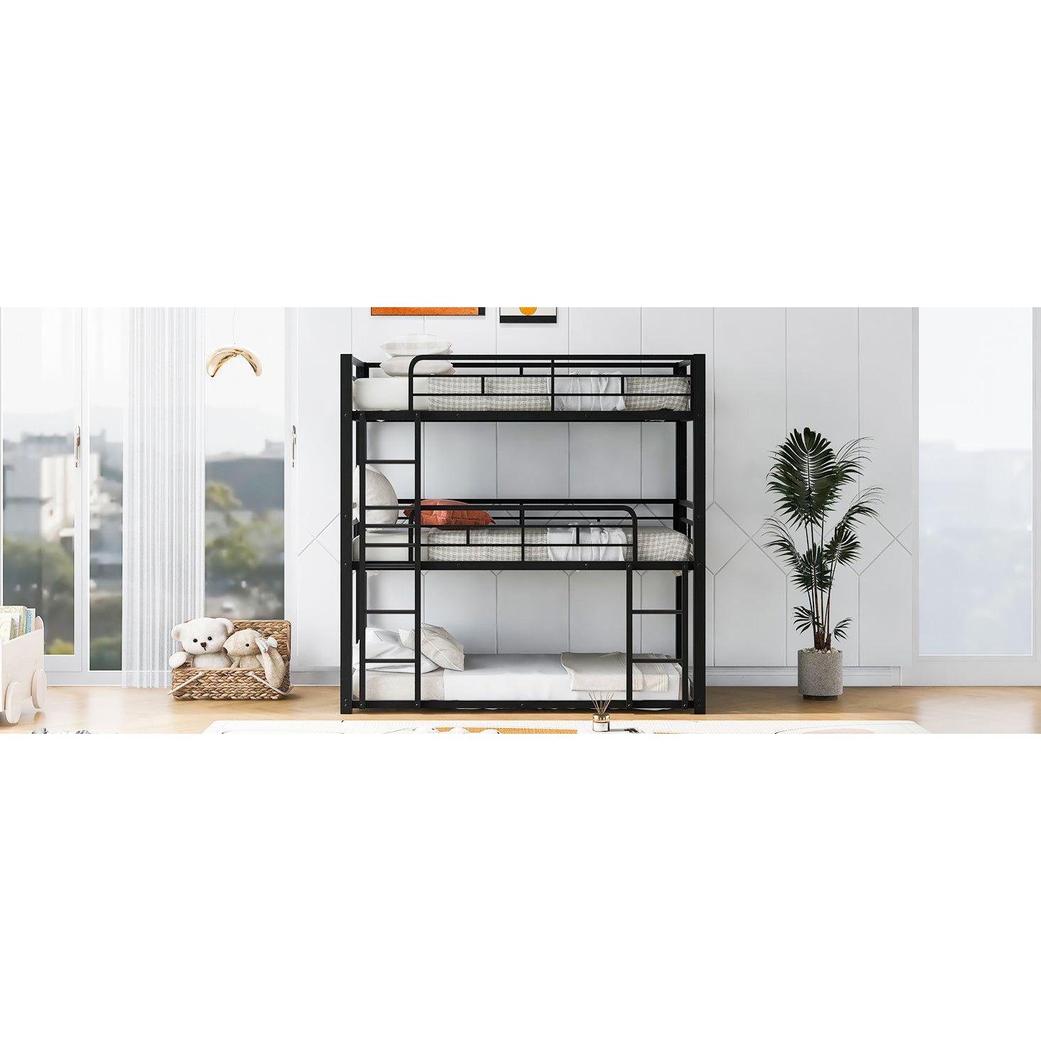 Space-Saving Metal Triple Twin Bunk Bed