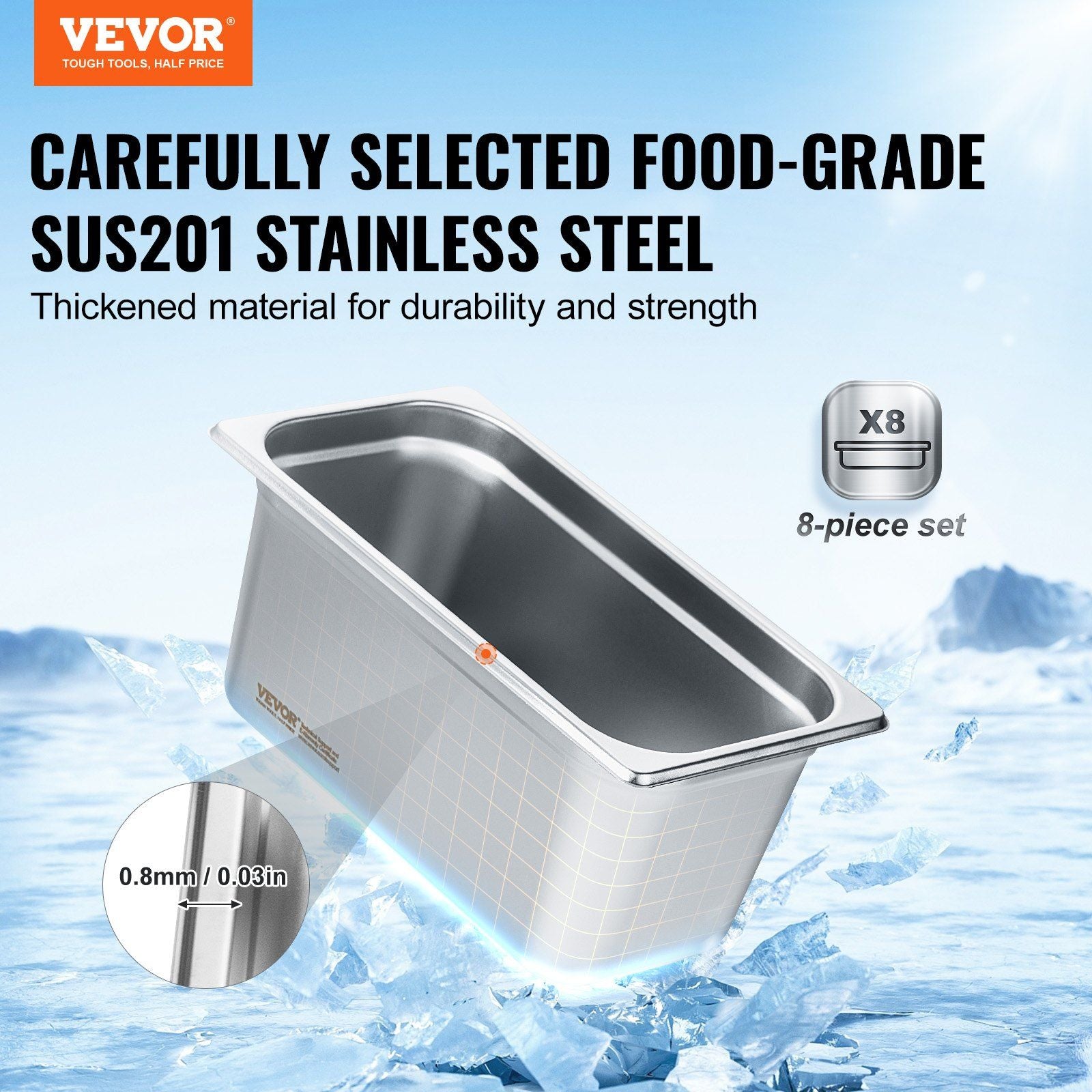 Stainless Steel Anti-Jam Steam Pans