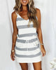 Halter Neck Striped Dress with Pockets