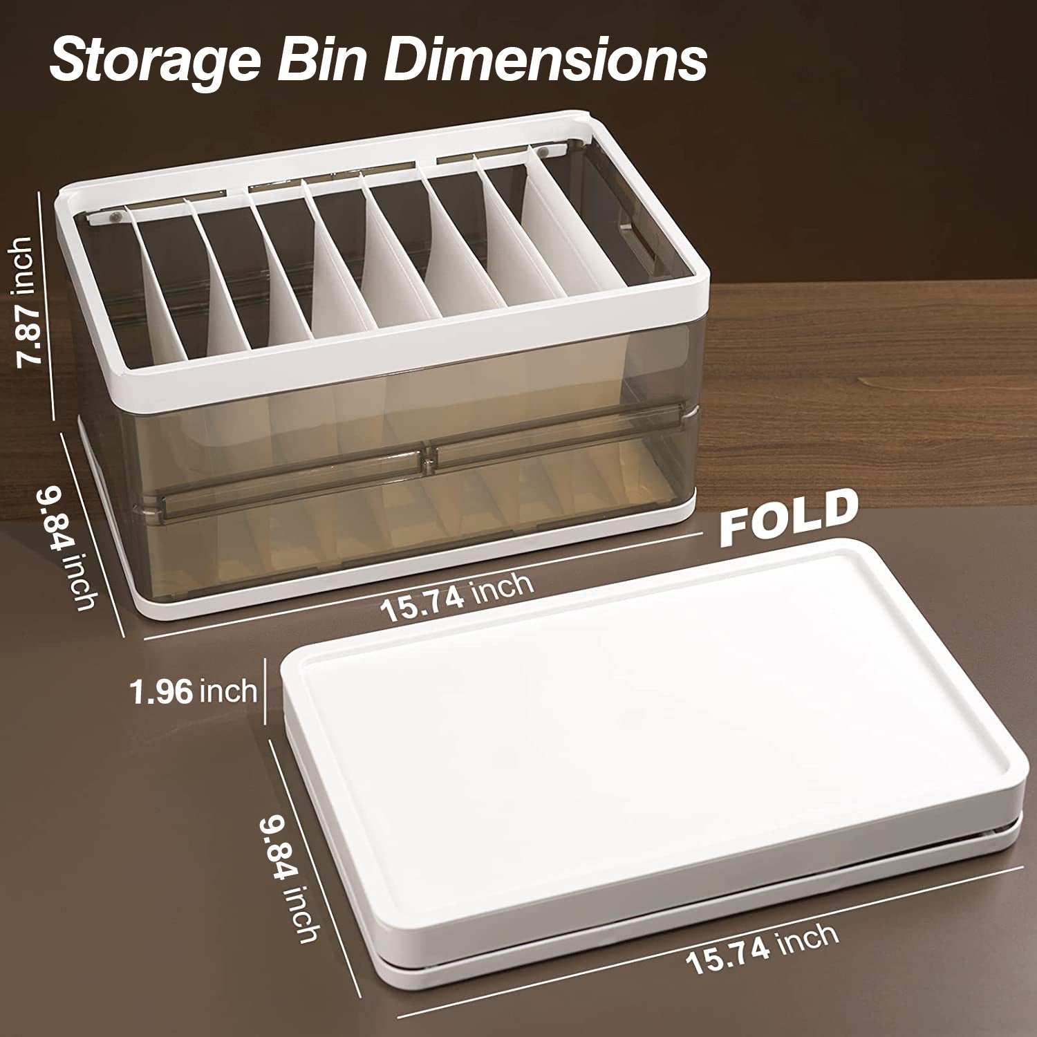 Sleek Dark Brown Foldable Storage Bin Set - 3 Pack