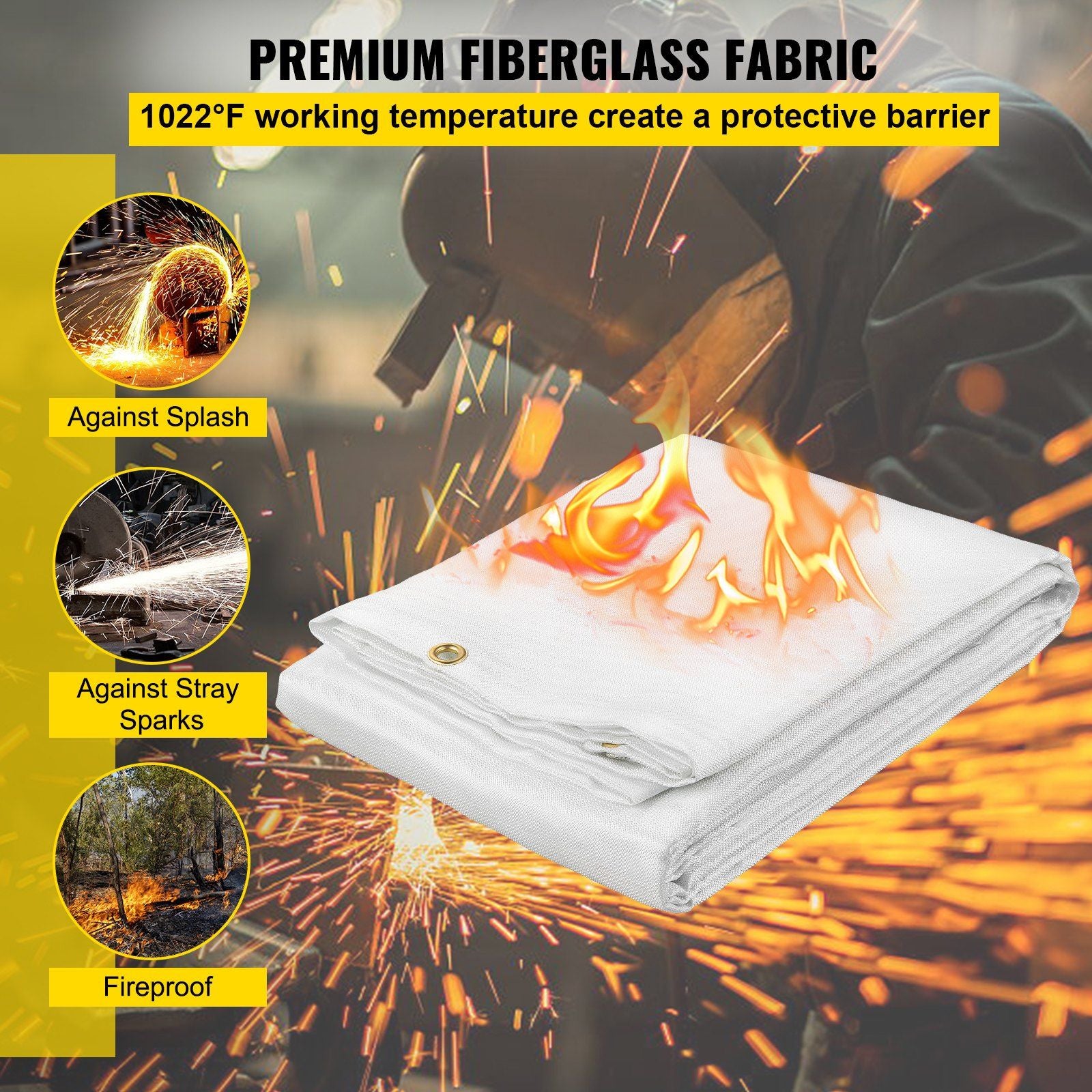 Heavy-Duty Fiberglass Fire Blankets - 2 Pack
