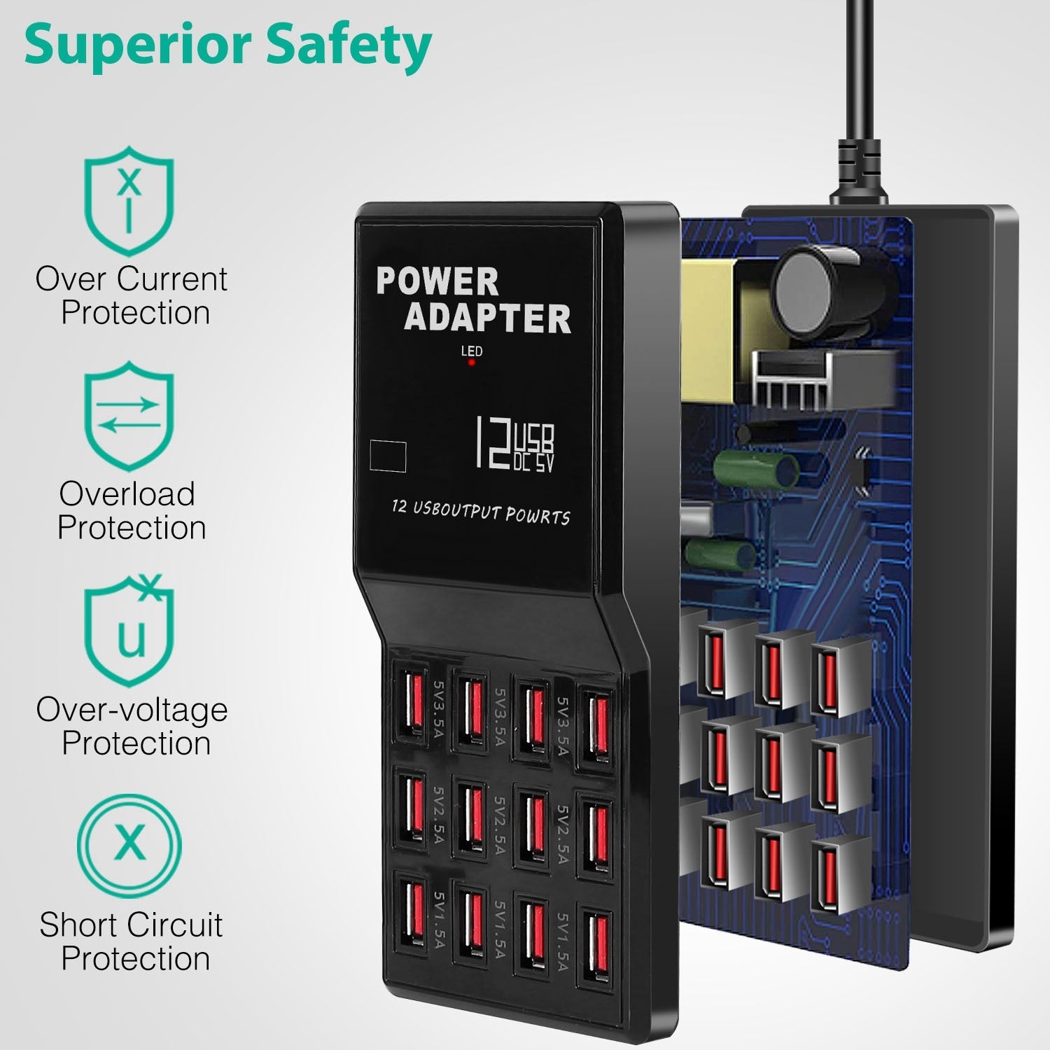 Multi 12 Port USB Charging Station