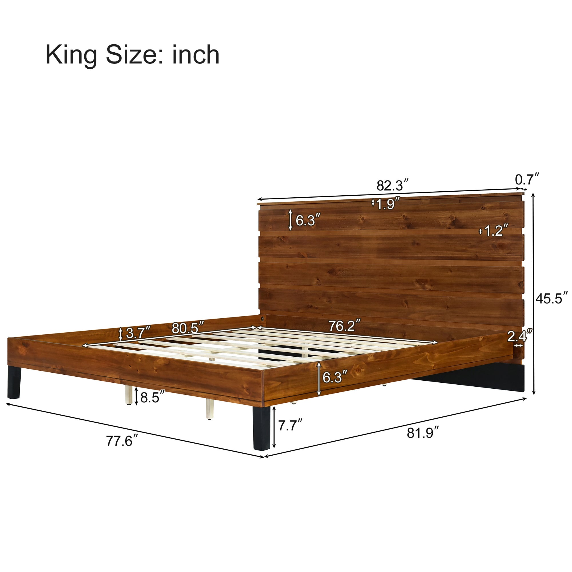 Elegant Mid-Century Pinewood King Bed