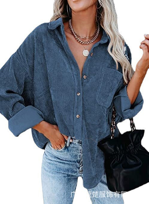 Women's Cozy Corduroy Button-Up Shirt for Fall/Winter