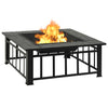 Outdoor Steel Fire Pit with Safety Mesh Cover and Poker