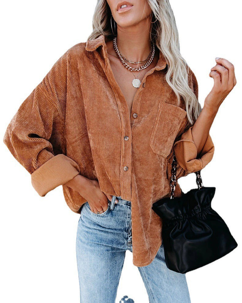 Women's Cozy Corduroy Button-Up Shirt for Fall/Winter