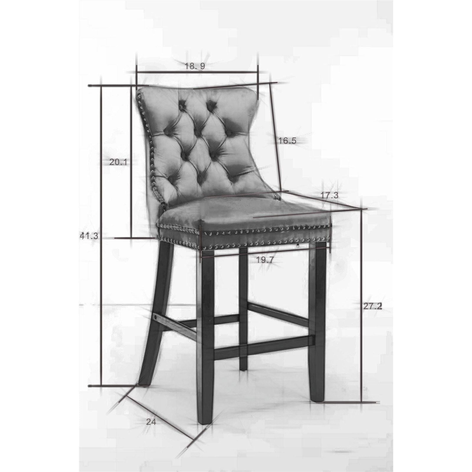 Luxurious Velvet Mid-Century Barstools