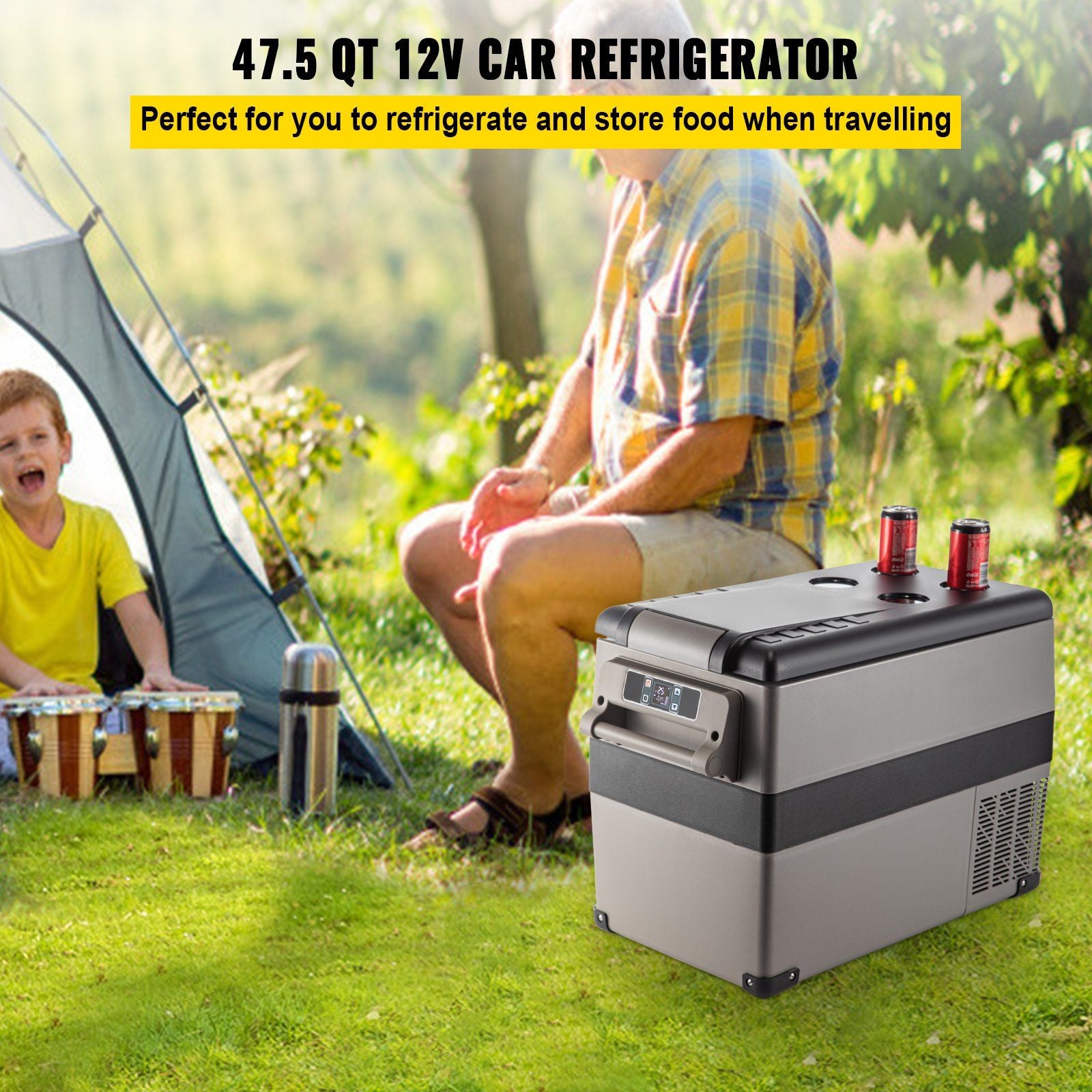 VEVOR 12 Volt Refrigerator 45L(48qt) Fast Cooling Portable Freezer with App Control(-4°F~68°F) Car Fridge with 12/24v