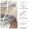 Sturdy White Twin over Full Metal Bunk Bed for Kids and Adults with Easy Climbing Ladder and Safety Guardrails