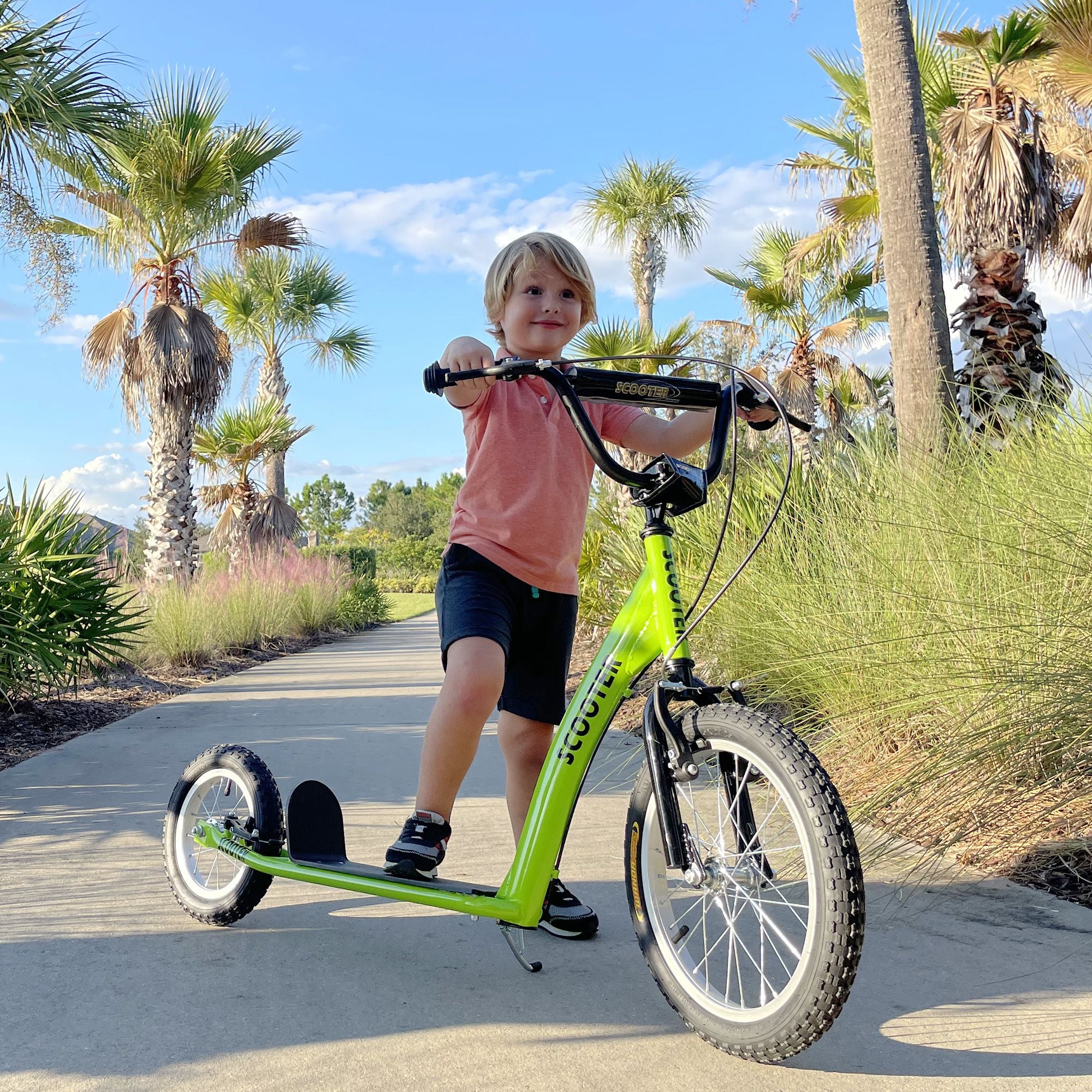 Adjustable Green Kids Scooter