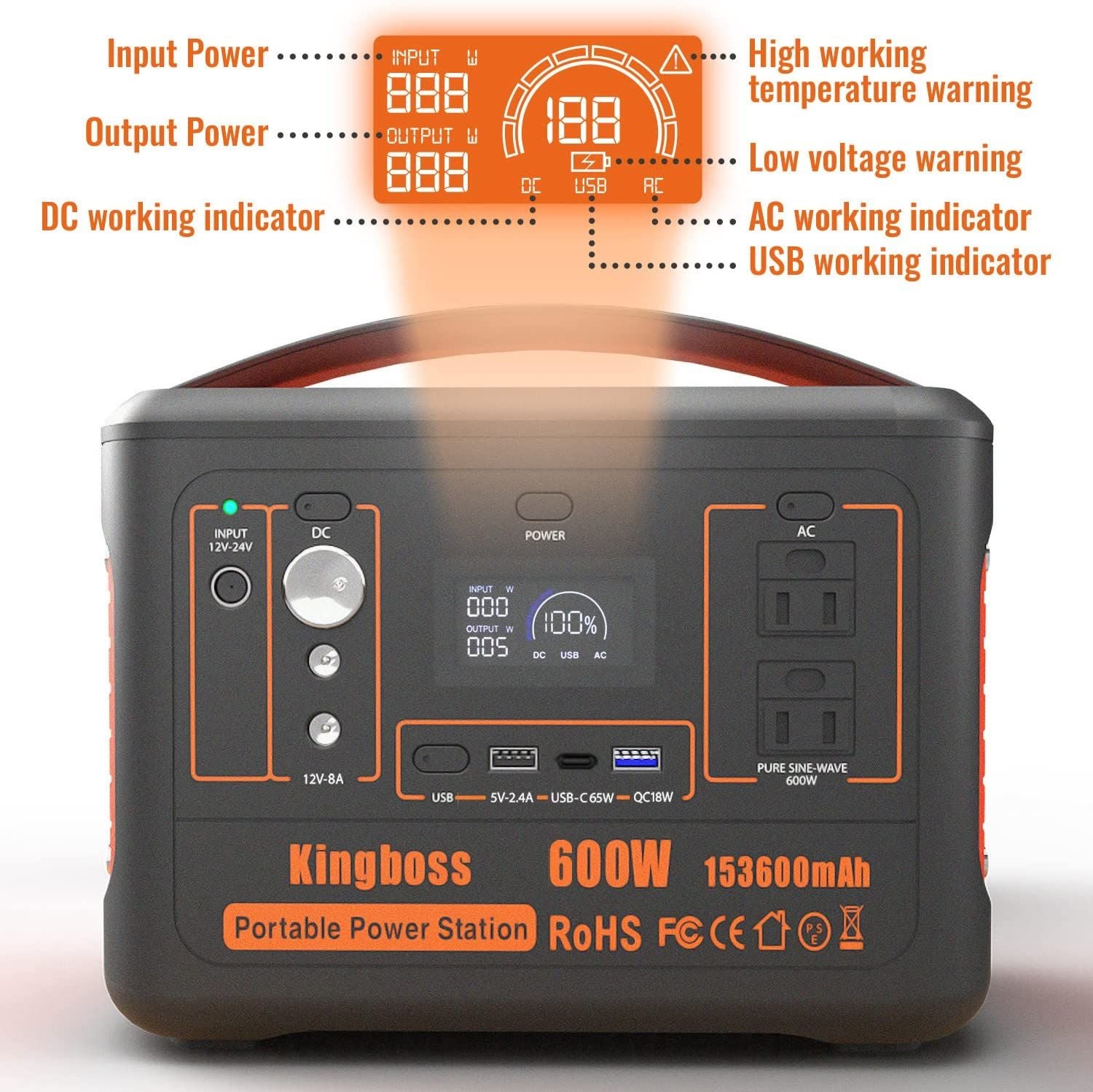 Powerful 600W Portable Solar Generator with Intelligent Protection - 568Wh Lithium Battery for Home, RV, and Outdoor Adventures