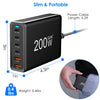 Ultra-Fast 200W Multi-Device Charger with 6 Ports for Instant Power