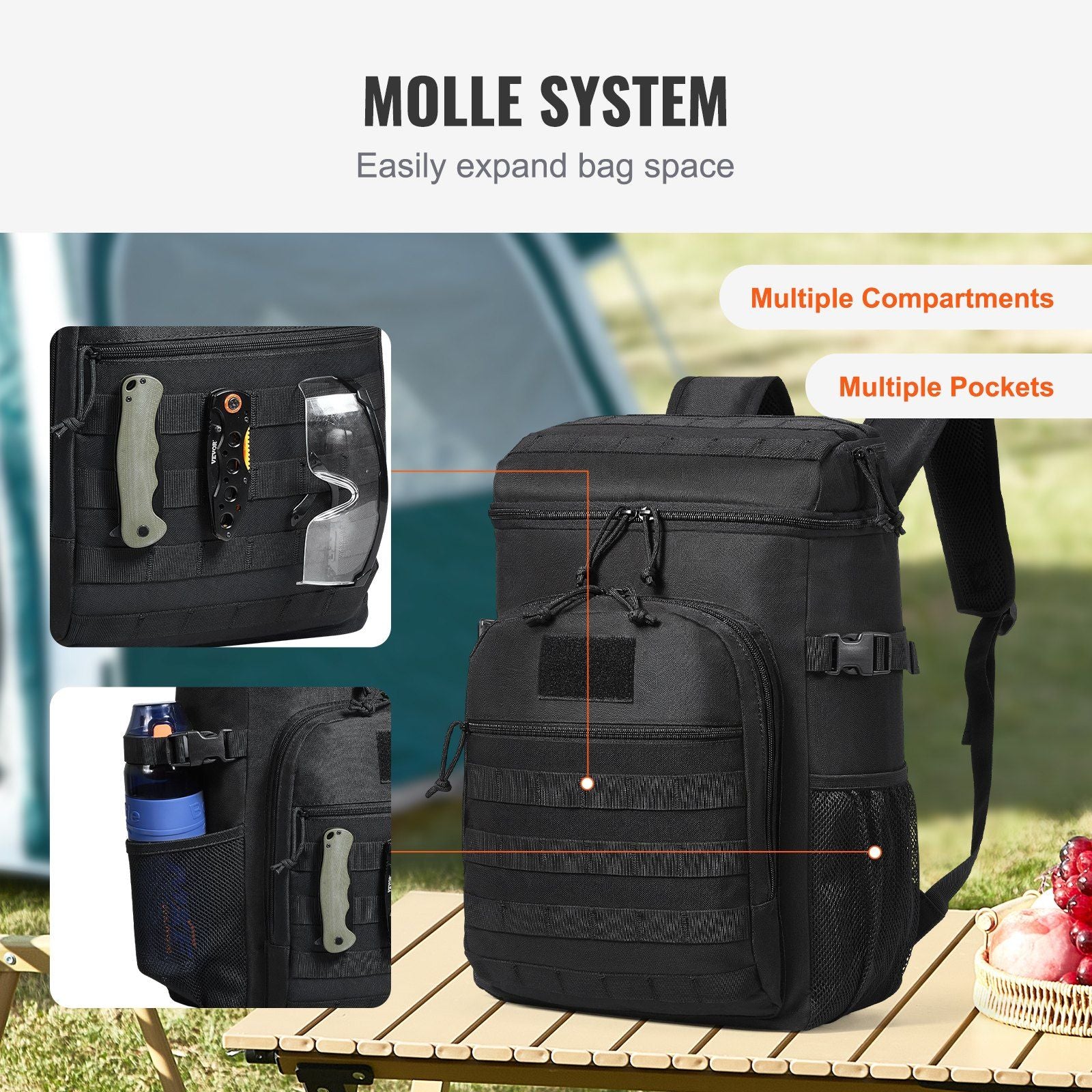 25L Versatile Insulated Cooler Bag with MOLLE System for All Your Adventures