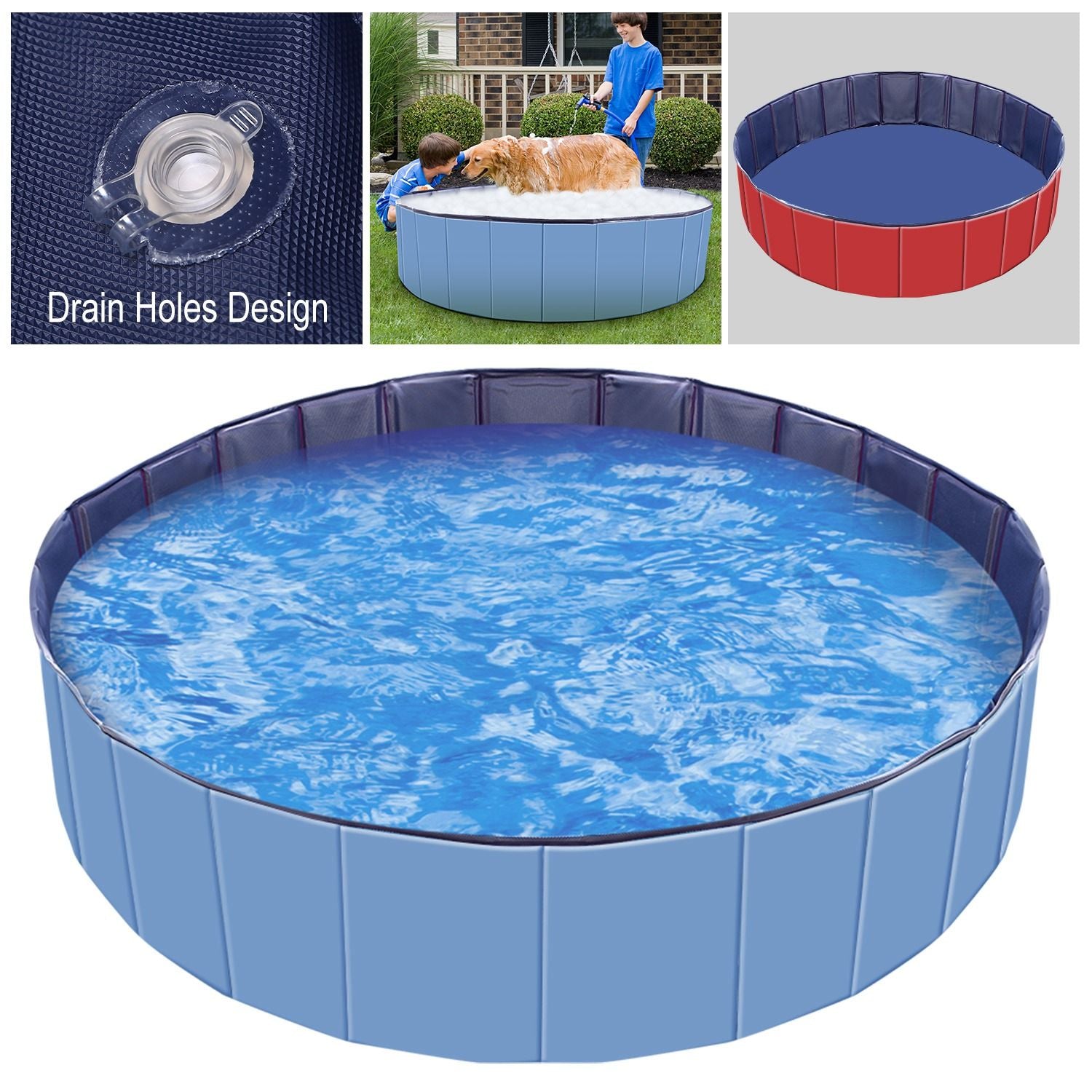 Portable Foldable PVC Pet Pool - Summer Fun Bathing Tub for Dogs and Kids