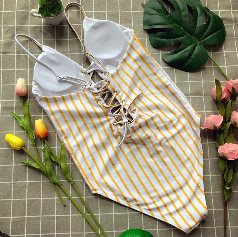 Sunny Striped Triangle Swimwear