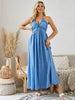 Bohemian Breeze Halter Maxi Dress - Effortless Summer Elegance for Women