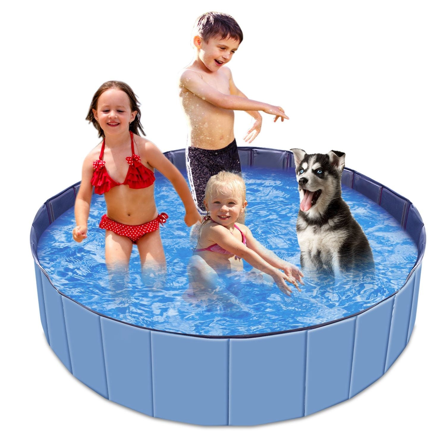 Portable Foldable PVC Pet Pool - Summer Fun Bathing Tub for Dogs and Kids