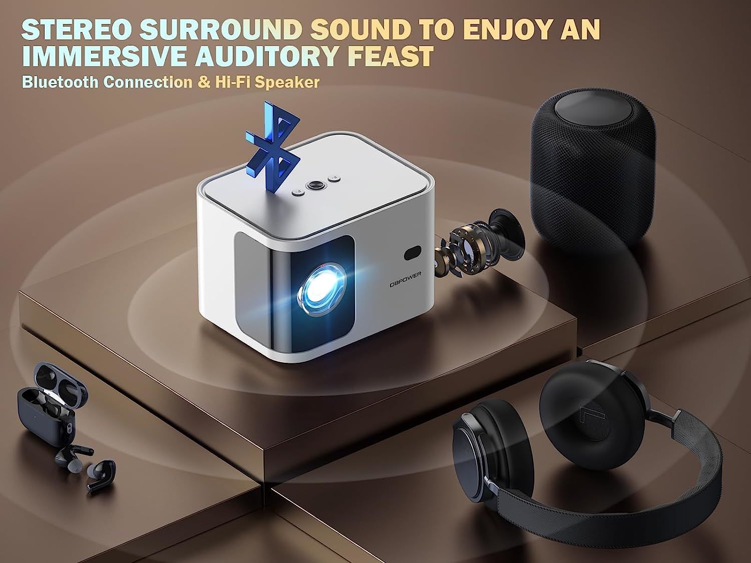 Mini Bluetooth Projector 4K