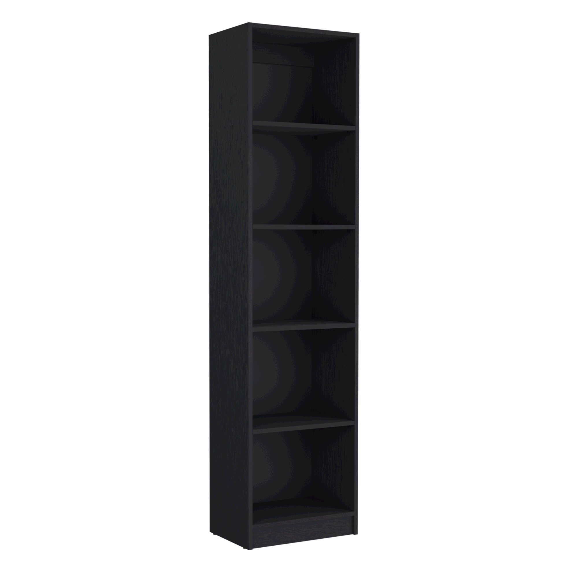 Sleek Black 5-Tier Bookcase for Modern Homes