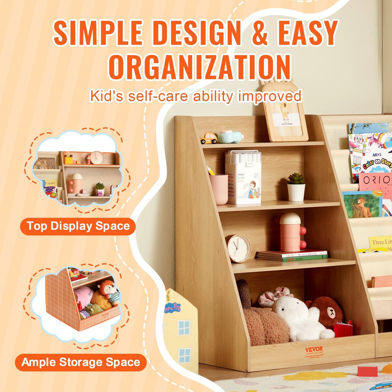 Kid-Friendly 4-Tier Wooden Organizer